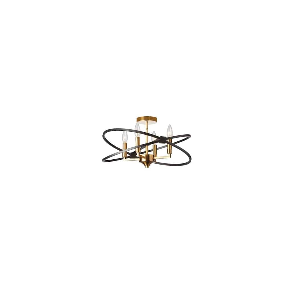 Semi Flush Ceiling Light - 4 Light Vintage Bronze Fixture - 18