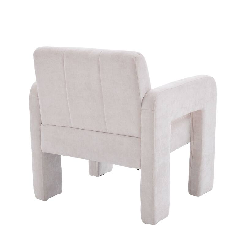 Chenille Upholstered Single Armchair, Ergonomic Lounge Reading Chair, High-density Foam Sofa Chair for Living Room, Bedroom