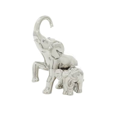 Ceramic Elephant Decorative Sculpture - Silver - Roche River Decor