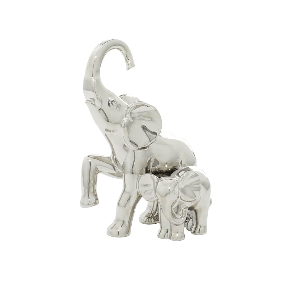 Ceramic Elephant Decorative Sculpture - Silver - Roche River Decor