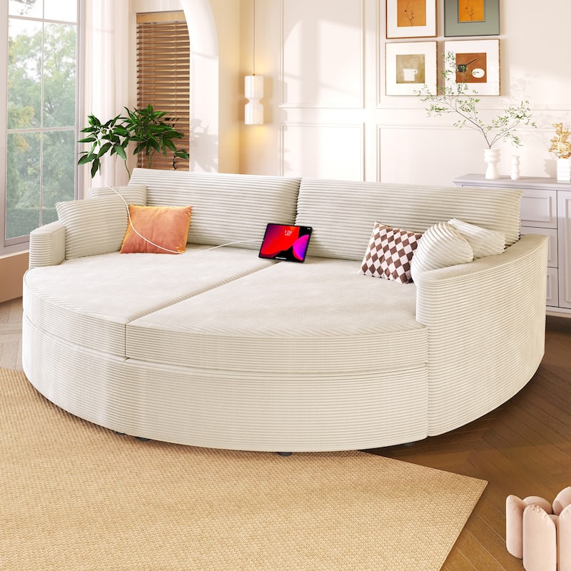 Oversized Double Chaise Lounge Sofa, Sofa Bed Recliner Loveseat Sofa Couch with Deep Seat and USB Ports