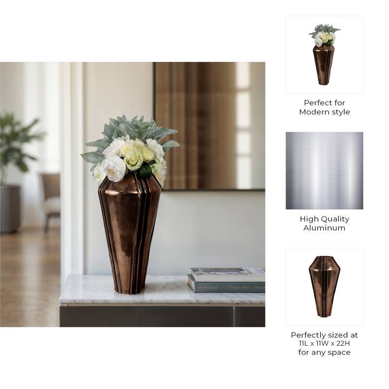 Metal Vase Decorative Accent Piece Modern Design for Home Office Decor