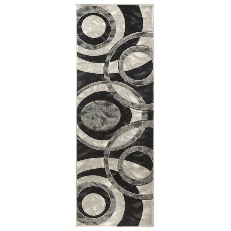 Orelsi Collection Abstract Area Rug - 2'8" x 8'1" Runner Runner - Grey/Black