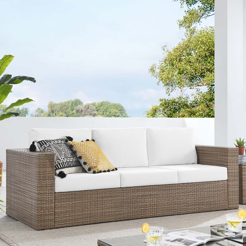 Convene Outdoor Patio Outdoor Patio Sofa - Cappuccino White