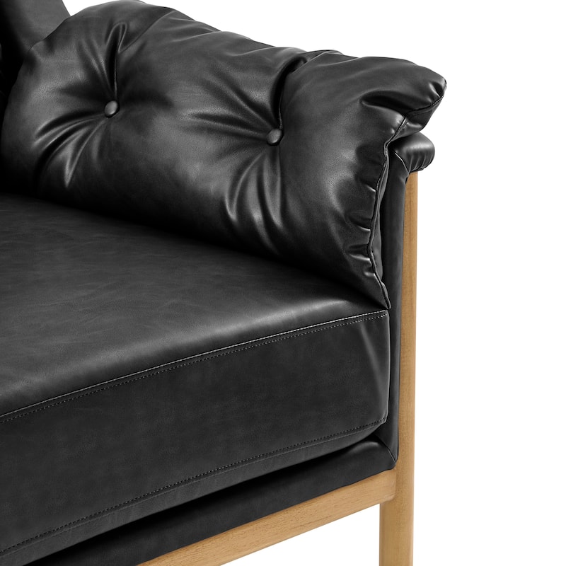 NPD Furniture Larry Faux Leather Tufted Accent Arm Chair