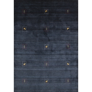 Navy Blue Tribal Gabbeh Area Rug Hand-Knotted Bedroom Wool Carpet - 5'1 ...