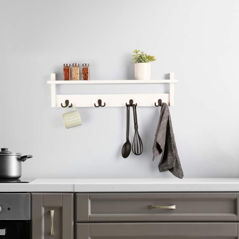 Lavish Home Coat Rack with Shelf - Wall Mount Shelf with 4 Hooks