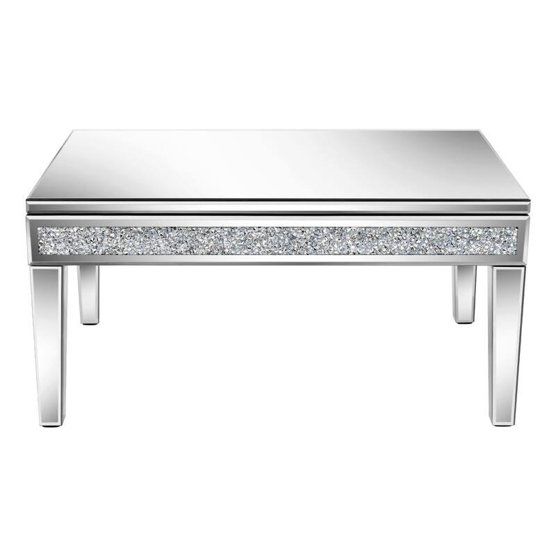 18" Lift Top Mirror Glass Coffee Table with Hidden Storage