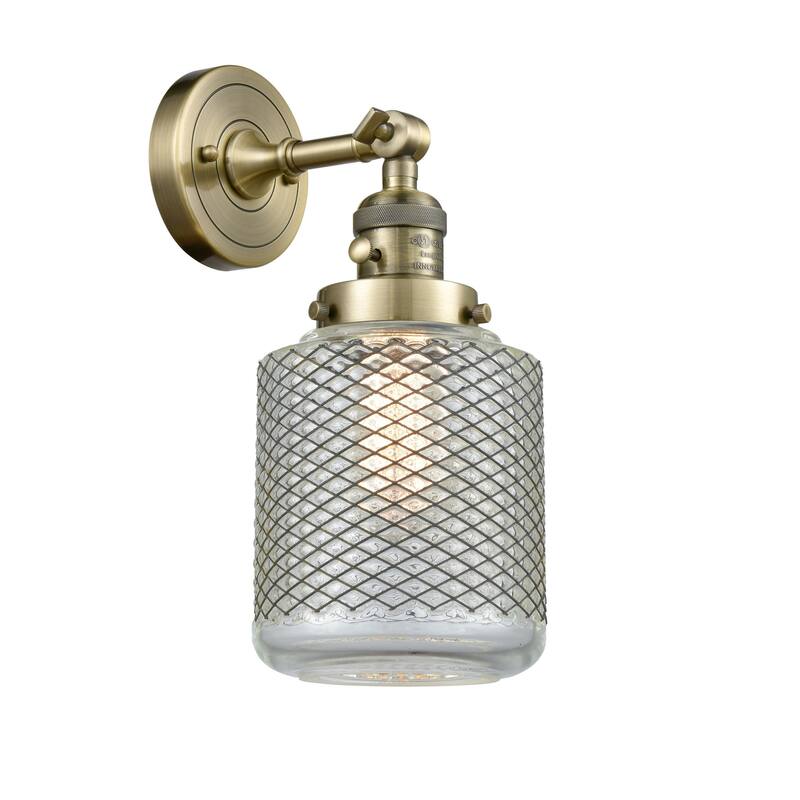 Innovations Lighting Stanton Single Light 14" Tall Bathroom Sconce - Antique Brass / Vintage Wire Mesh