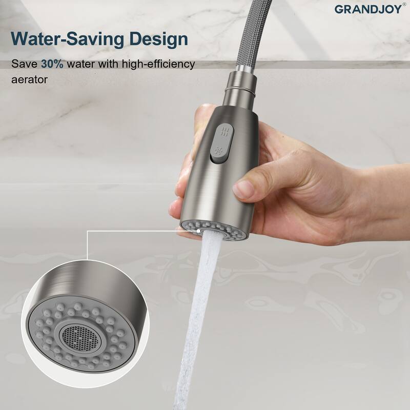 GRANDJOY Single Handle Pull Down Kitchen Faucet with Spot Resistant Finish