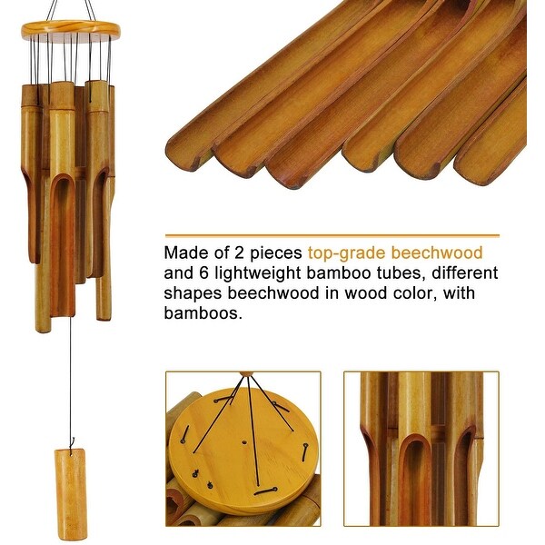 Bamboo Wind Chimes Natural and Redwood Color 22x5" Garden Collection 2-Pack 