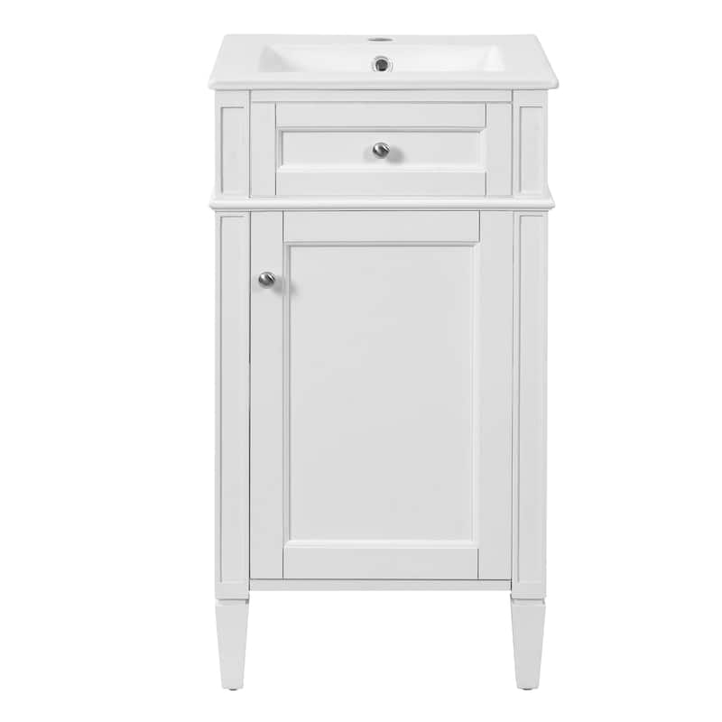 18" French Style Bathroom Vanity with Ceramic Sink, Freestanding Single Vanity Cabinet