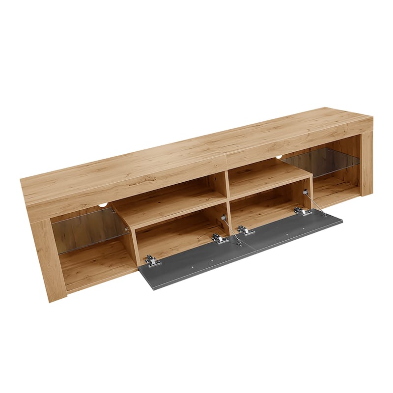 Freestanding TV Stands LED Light Entertainment Center, Media Console with 6 Storage Cabinets, TV Cabinet for TVs up to 80"