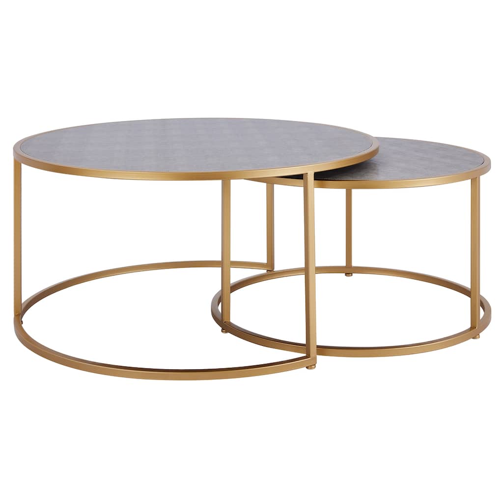 NPD Furniture Anza Faux Shagreen Nesting Coffee Table Set of 2