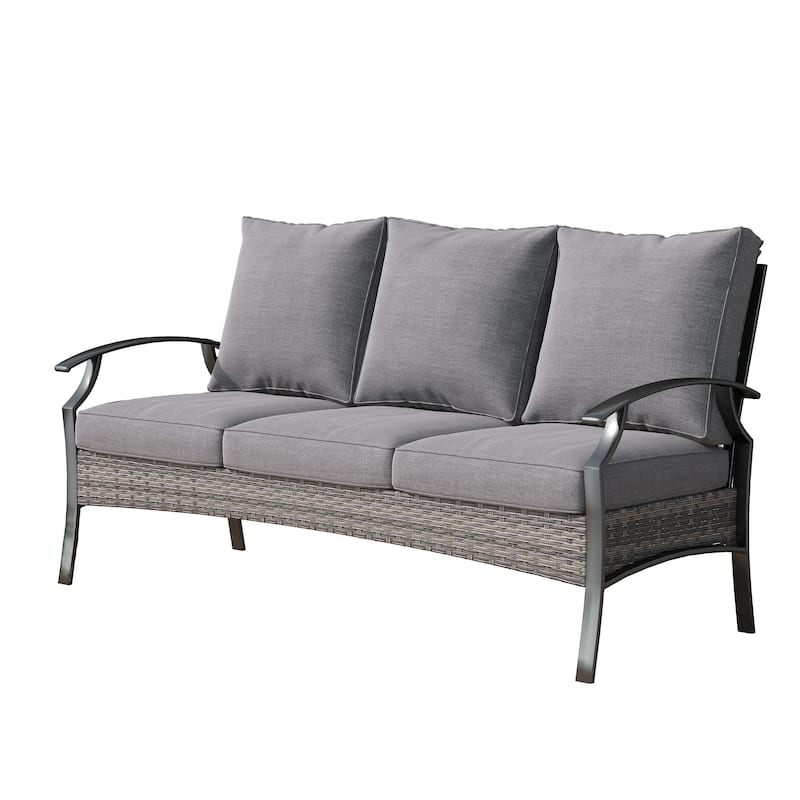 Uixe Outdoor Patio 3 Seater All-Weather Wicker Sofa Couch Deep Seat