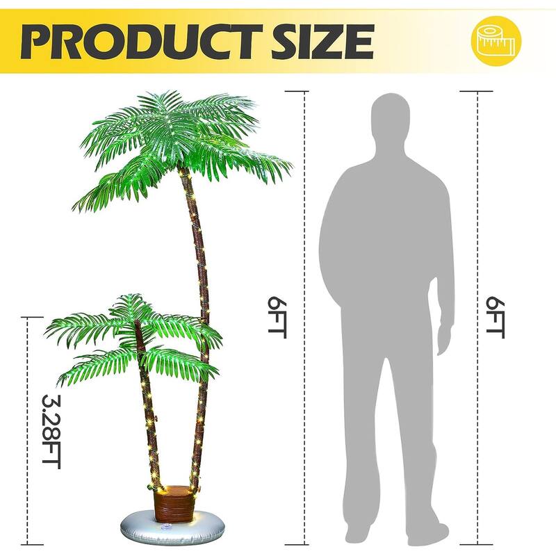 Lighted Palm Tree 6' for Outside Patio Yard Party Pool