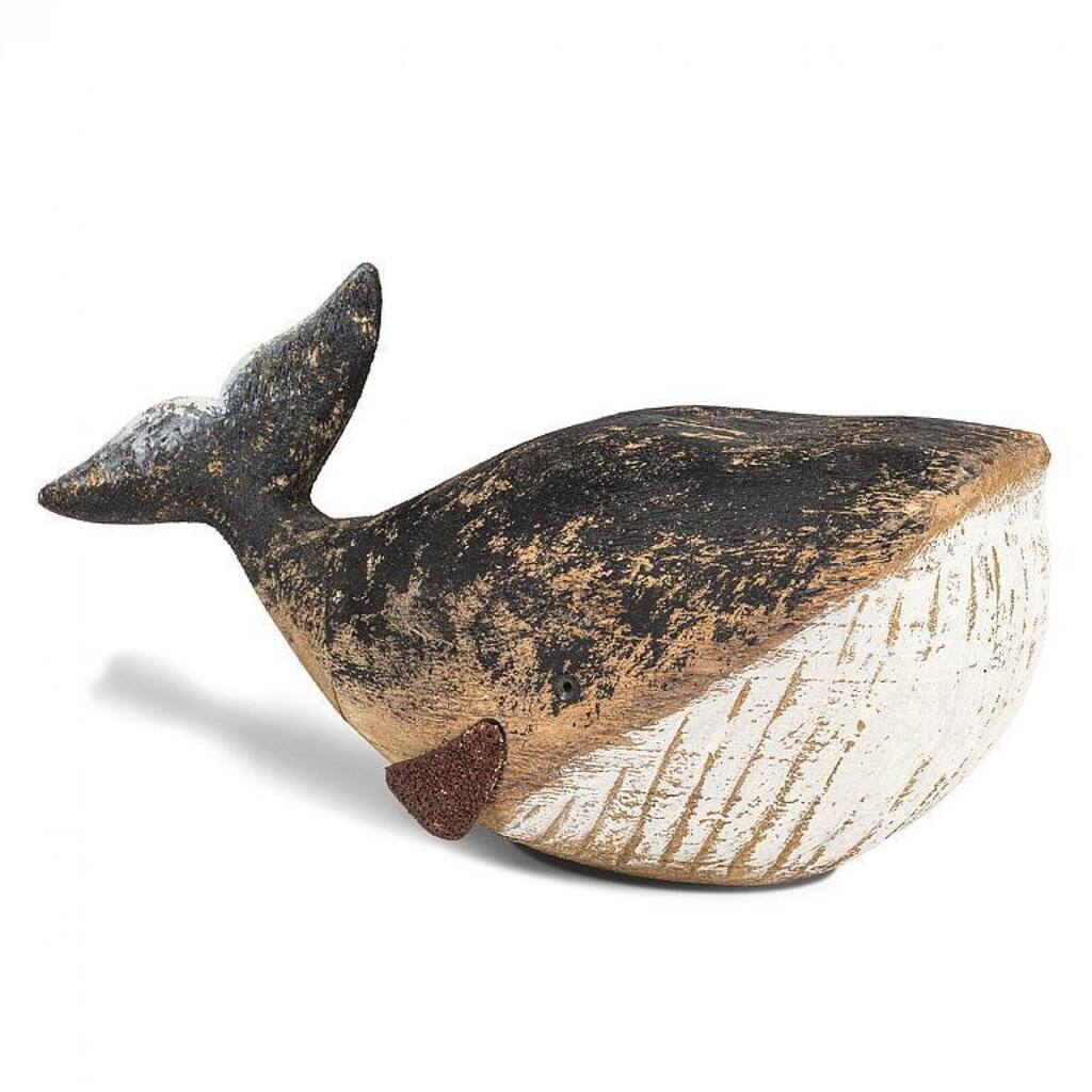 Rustic Look Carved Whale Figurine