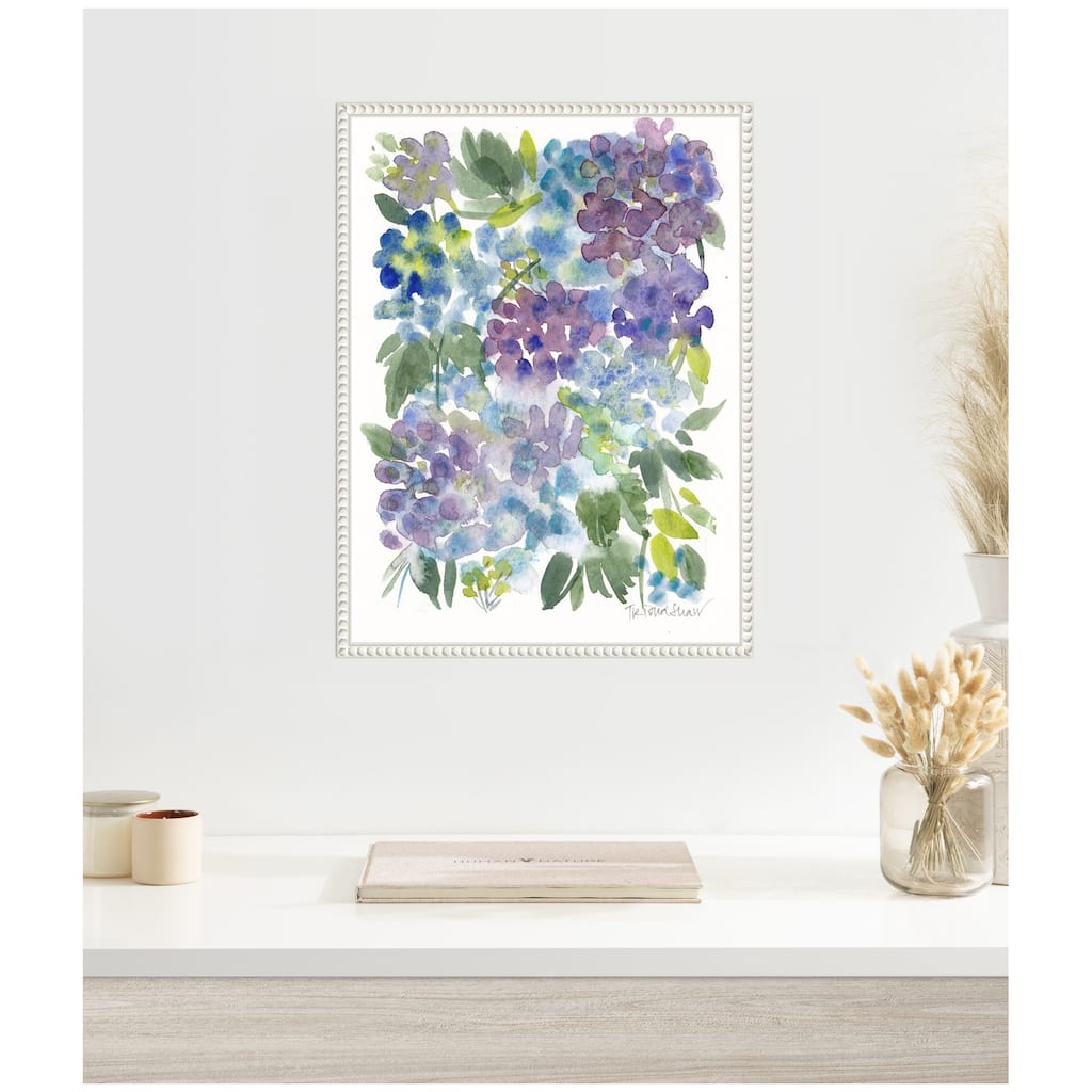Kate and Laurel Sylvie Watercolor Purple Hydrafloral Framed Canvas by Patricia Shaw