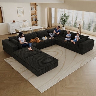 Modular Sectional Sofa Corduroy Upholstered Sleeper Sofa Convertible Cloud Accent Couch Deep Seat Chaise Lounge, DIY Combination