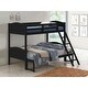 preview thumbnail 4 of 6, Elegant Twin over Full Bunk Bed with Camelback Headboard, Angled Ladder, Guardrails & Mission-Style Design, Black