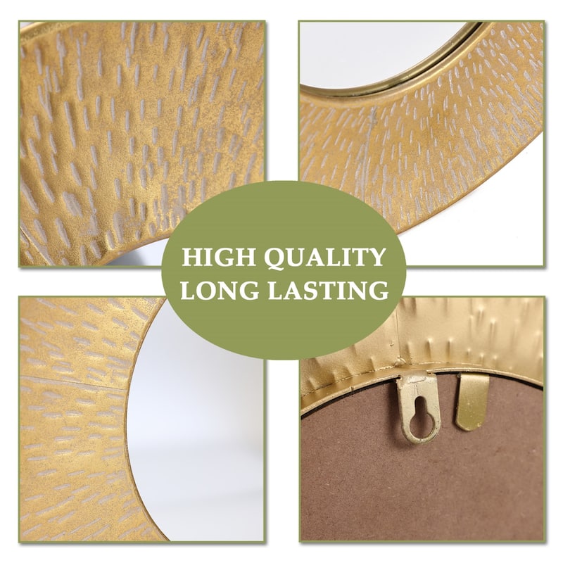 3-Piece Gold Metal Round Wall Mirror Set - 22.25" Diameter x 2.36" D