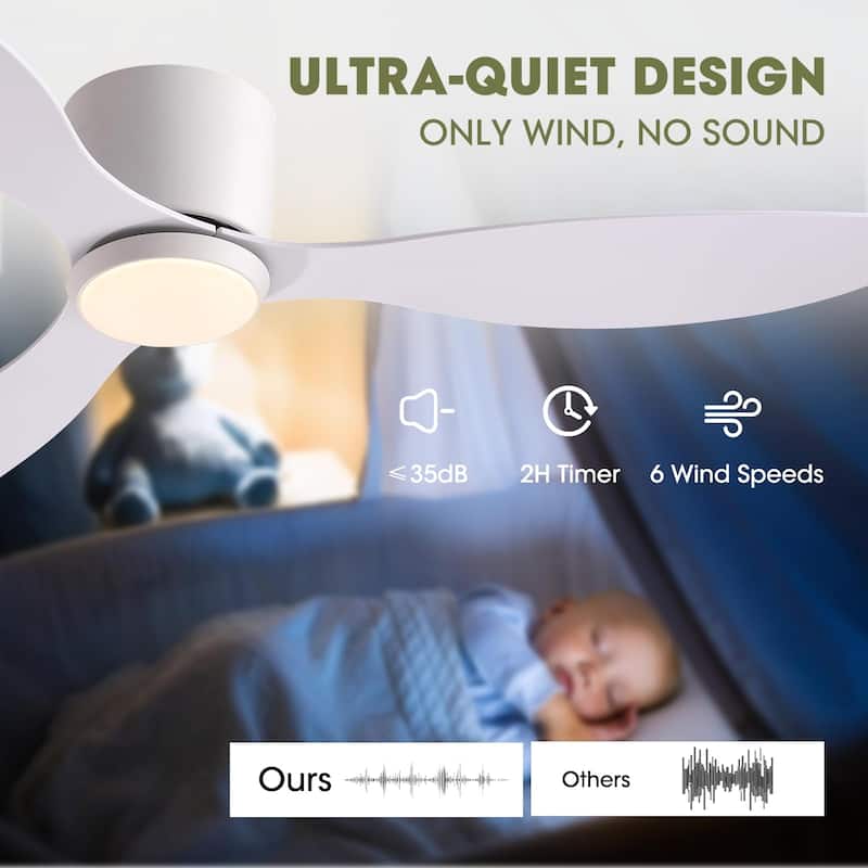 52 in. Sleek Ceiling Fan with Lights - Quiet Reversible DC Motor, Smart Control