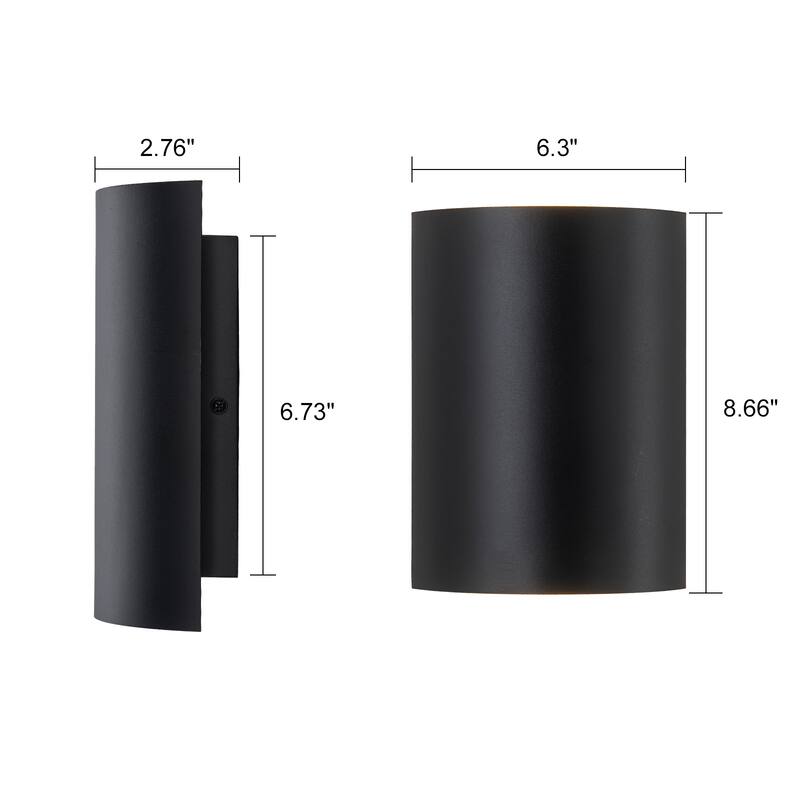 2-Light Black Dimmable Modern LED Outdoor Wall Sconce