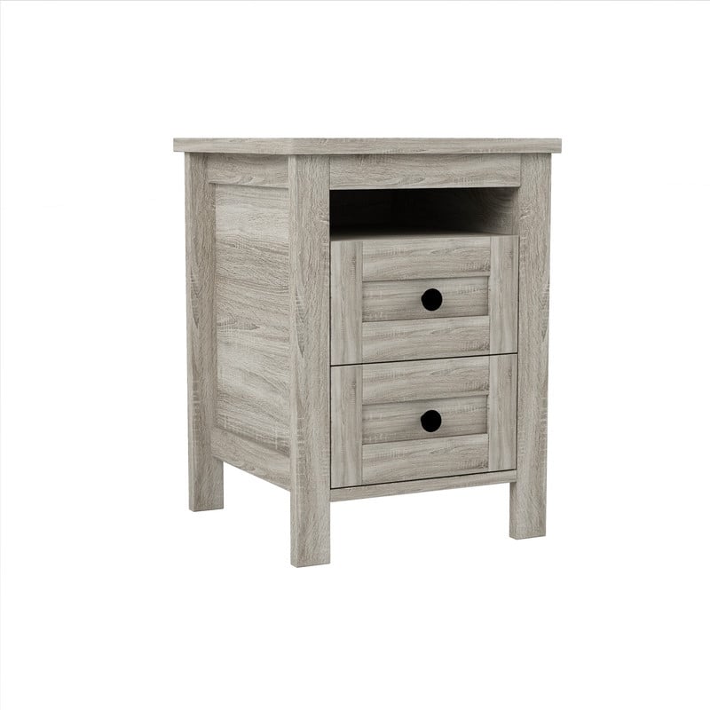 3-Pieces Farmhouse Bedroom Sets, Platform Bed with Sliding Door Storage Headboard and Charging, Nightstand and Dresser