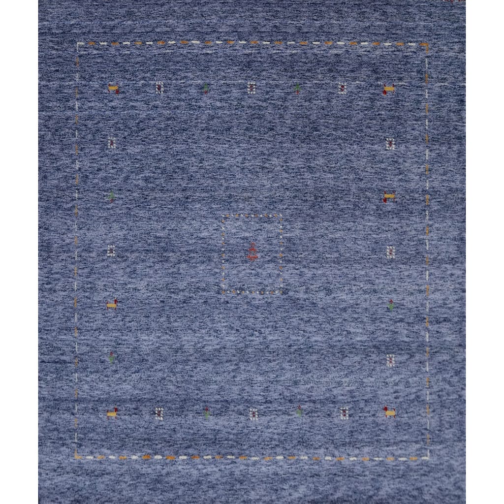 Hand Knotted Oriental 100% Wool Carpet Tribal Animal Pictorial Navy Blue & Blues Gabbeh Area Rug - 6' 0'' X 6' 0''