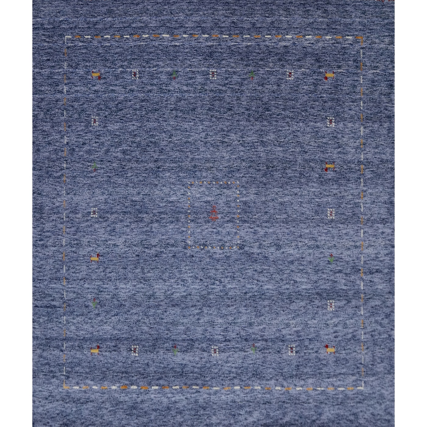 Hand Knotted Oriental 100% Wool Carpet Tribal Animal Pictorial Navy Blue & Blues Gabbeh Area Rug - 6' 0'' X 6' 0''