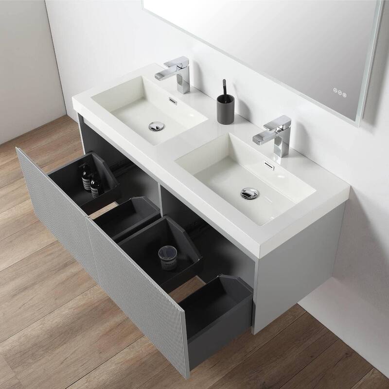 Blossom Positano 48" Floating Double Sink Vanity with Acrylic Top