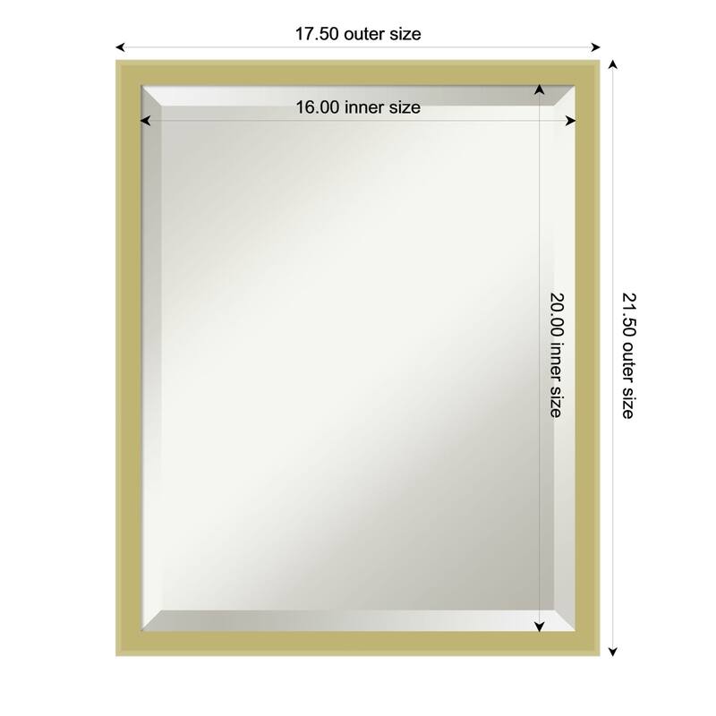 Incline Beveled Wood Framed Wall Mirror - 18 x 22 in - Incline Light Gold
