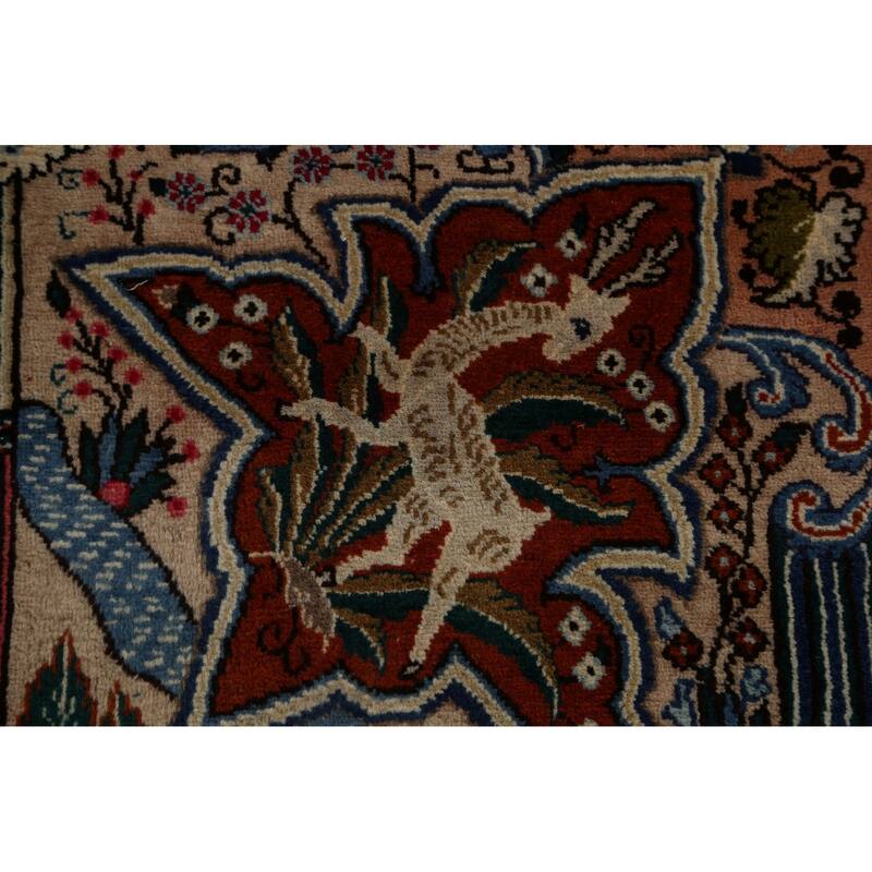Animal Pictorial Kashmar Persian Area Rug Hand-knotted Wool Carpet - 9'7" x 12'6"