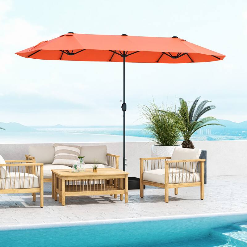 13FT Twin Table Patio Umbrella Double Sided with Crank for Outdoor Shade