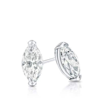 Auriya 14k Gold Lab Grown Marquise Diamond Stud Earrings 0.50 to 5.00 ct. tw. V-End Prong Screw-Back (F-G VS)