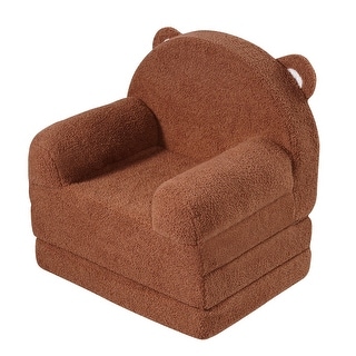 Brown Velvet Kids Sofa Chair, Foldable, Soft and Easy to Clean - 44.88” L x 19.69” W x 14.17” H