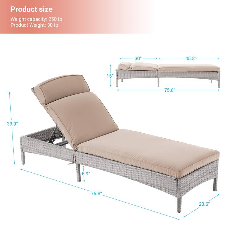 LIVOOSUN Patio Chair Rattan Single Lounge Water-Repellent Cushion