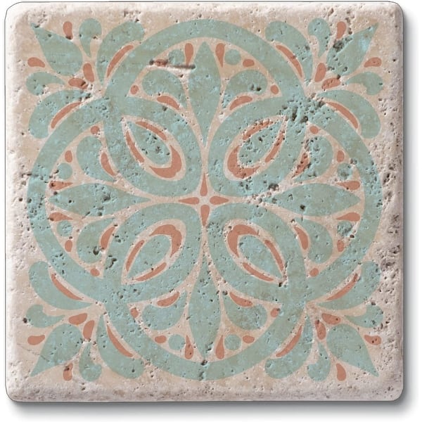 Aegean Tile 4 Pack Natural Travertine Absorbent Stone Coasters with