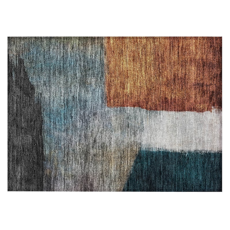Machine Washable Indoor/ Outdoor Abstract Contemporary Chantille Rug