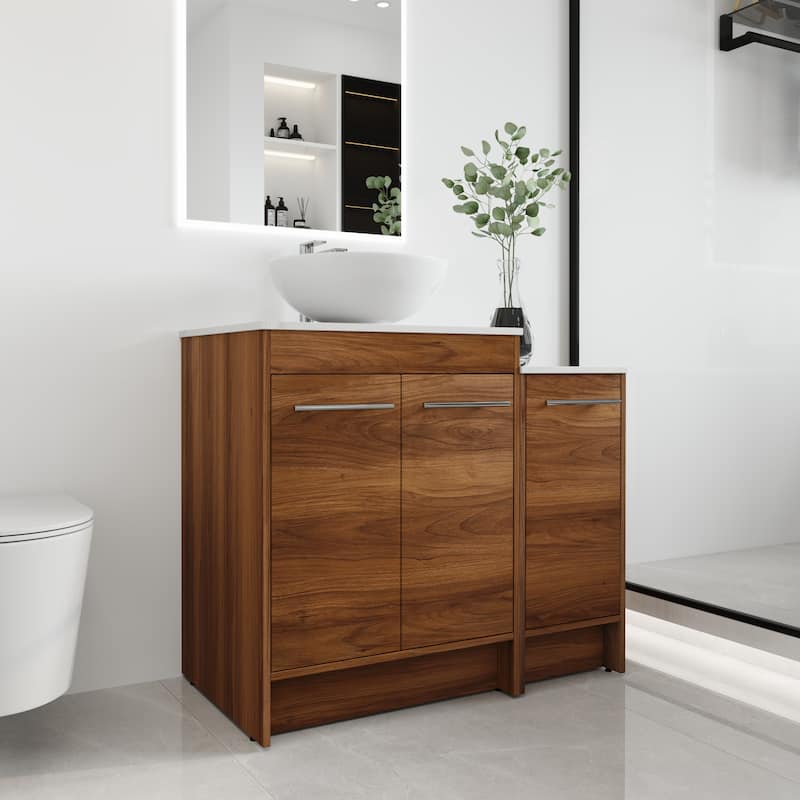 Malwee 24"/36"/48"/60" FreeStanding Bathroom Vanity, Floor Stand Bathroom Vanity with Ceramic Sink,Soft Close Door and Shelf