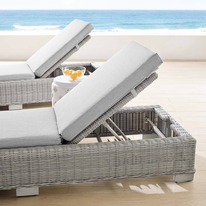 Conway Sunbrella Outdoor Patio Wicker Rattan Chaise Lounge