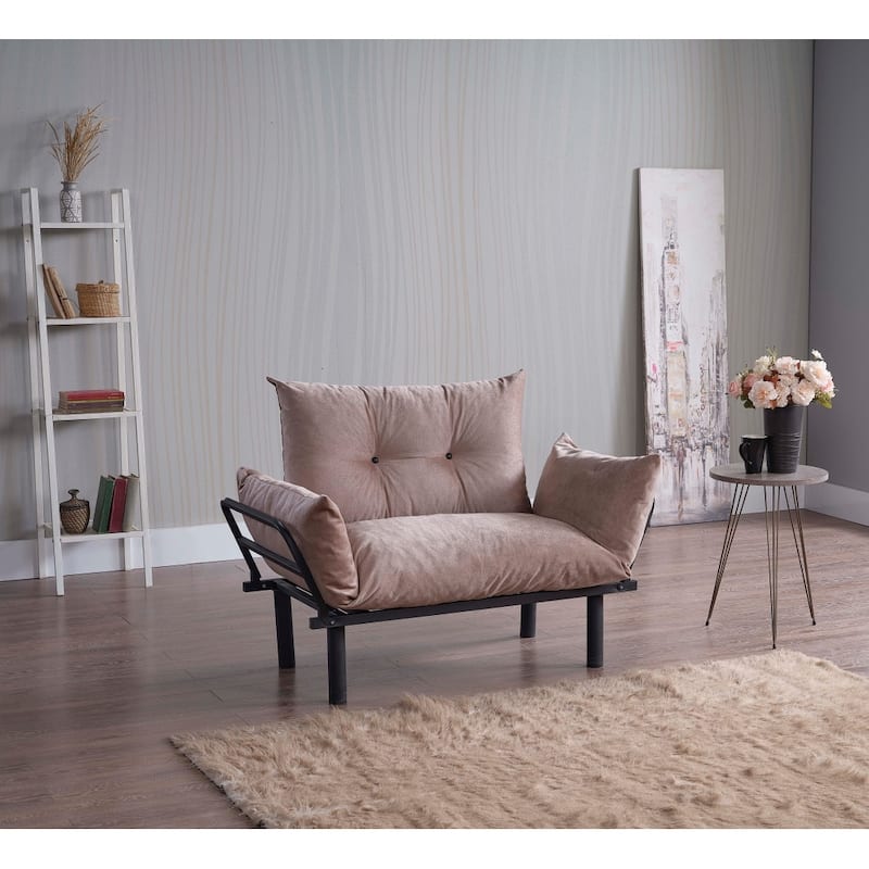Metal Legs Futon Loveseat - Beige
