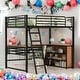 preview thumbnail 2 of 24, Modern Full Size Metal Loft Bed with 3 Layers of Shelves and L-shaped Desk for Bedroom