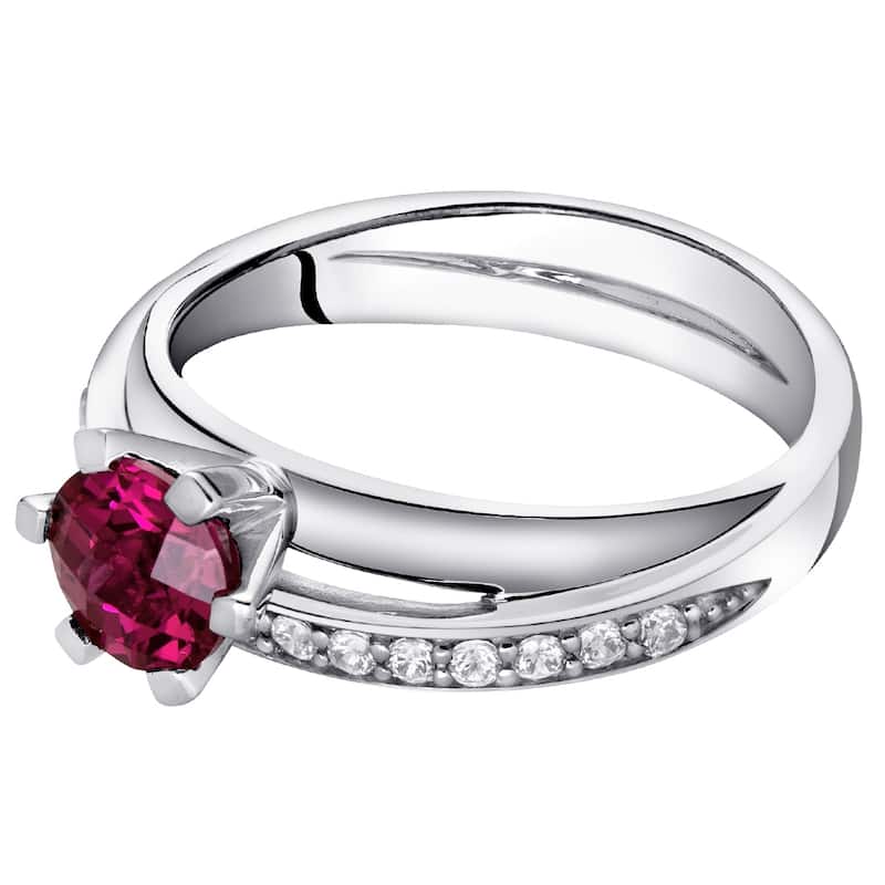 Sterling Silver 1 ct Created Ruby Birthstone Ring