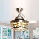 preview thumbnail 1 of 10, 36-inch Retractable 3-Blade Modern Metal Chandelier Ceiling Fan with Remote