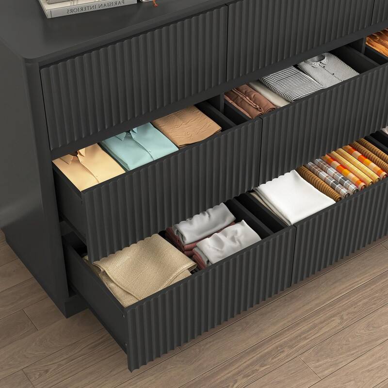 9-Drawer Wide Wood Dresser for Bedroom, 63" Modern Storage Chest, Mid-Century Long Dresser or TV Stand Cabinet