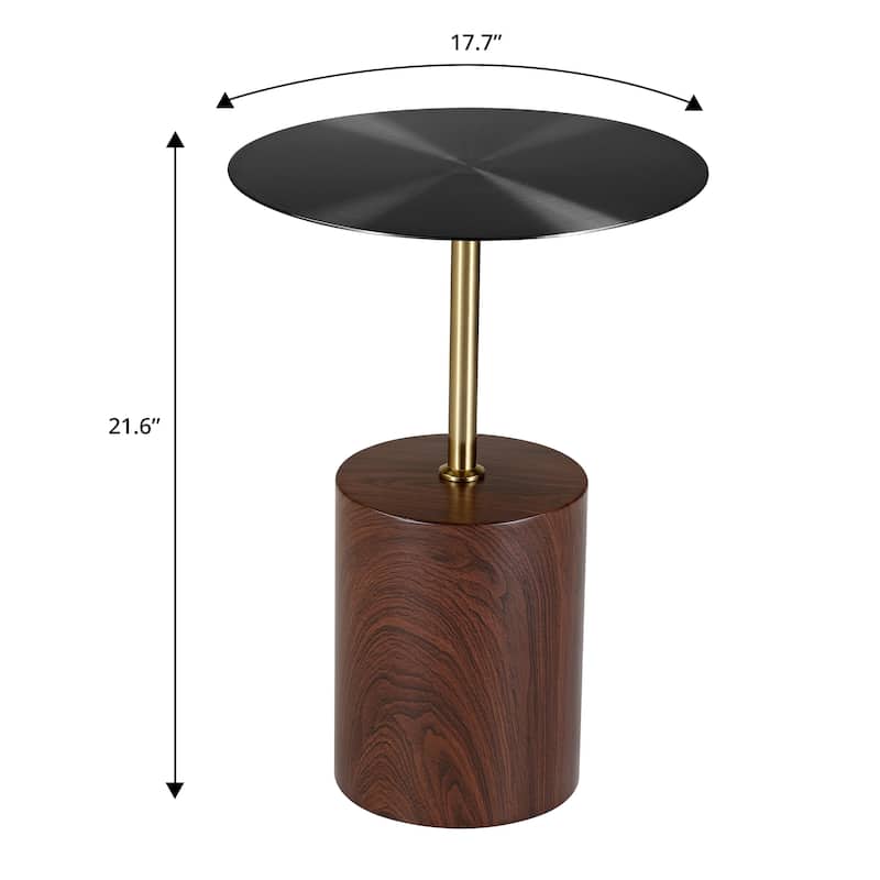 40-Inch Round Side Table in Stainless-Steel with Pedestal Base Accent End Table Malta Series