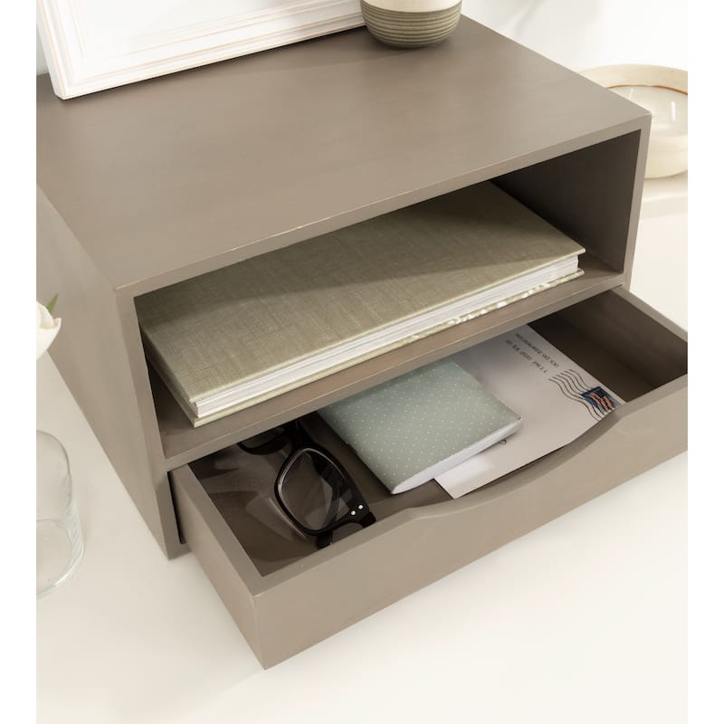 Kate and Laurel Hutton Floating Wall Shelf with Drawer - 12.5x10x7