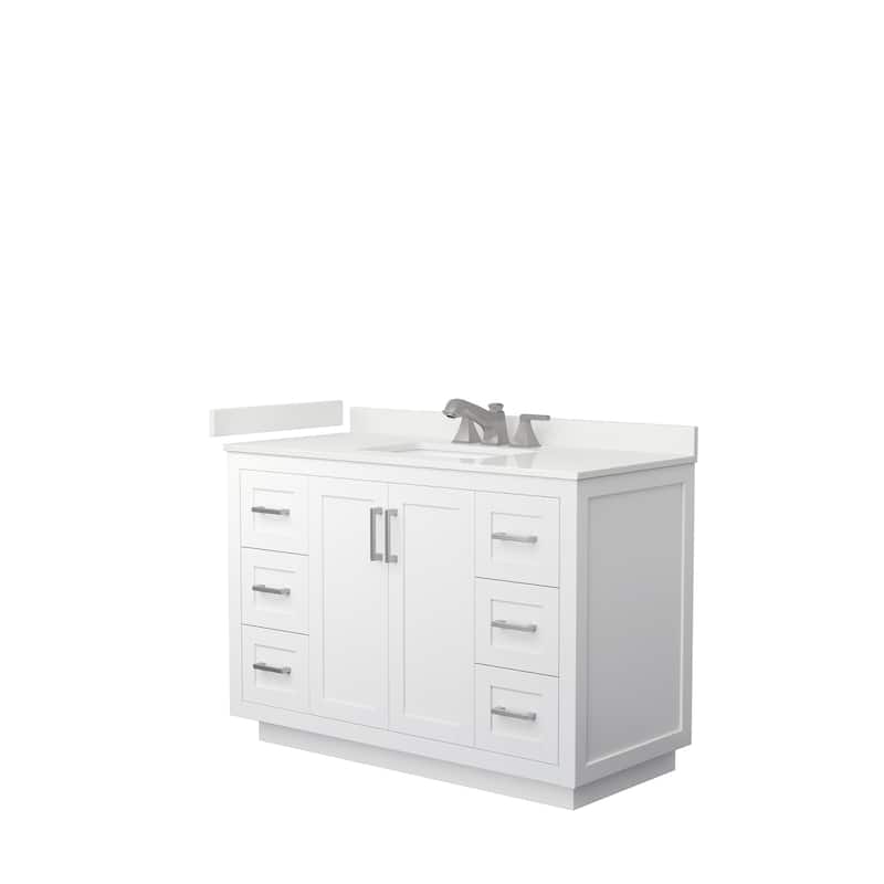 Miranda 48-inch Single Vanity, Quartz Top - White, Nickel Trim, White Quartz Top
