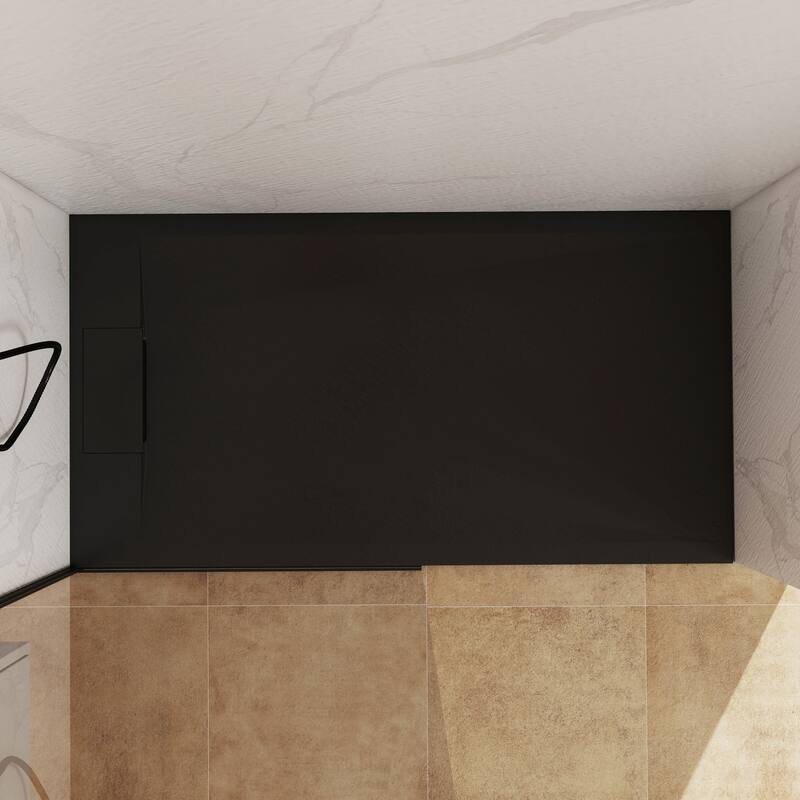 SMC Alcove Shower Pan Base with Reversible Drain, Low Profile, Wheelchair Access, Slip-Resistant, cUPC Certified